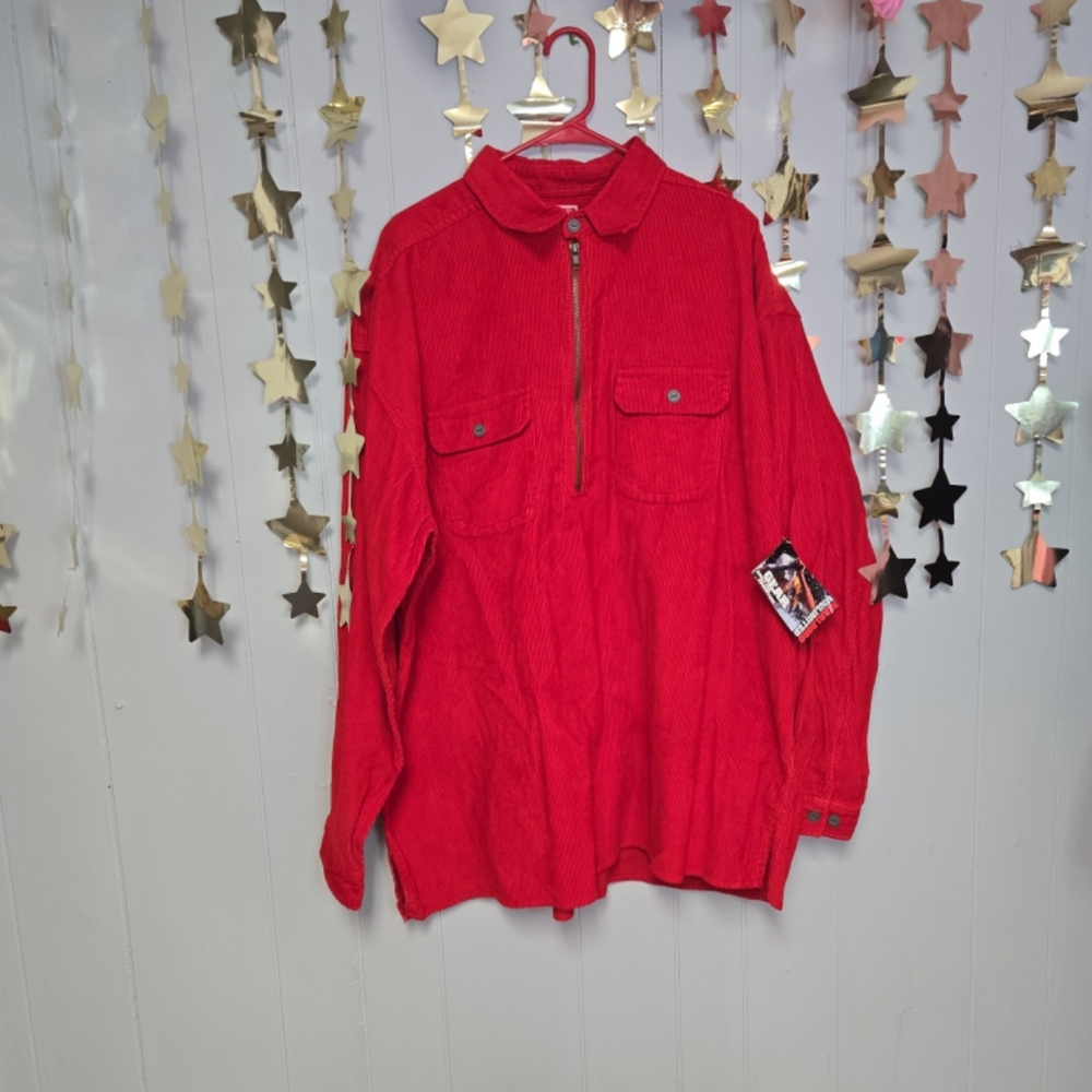 NWT VINTAGE MARLBORO GEAR RED CORDUROY HALF ZIP LONGSLEEVE PULLOVER XL
